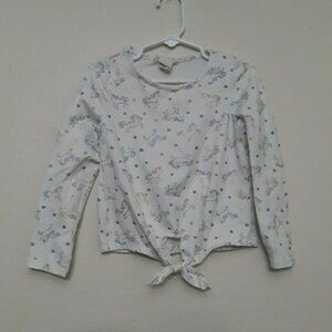 Charming White Long Sleeve Top with Animal Print